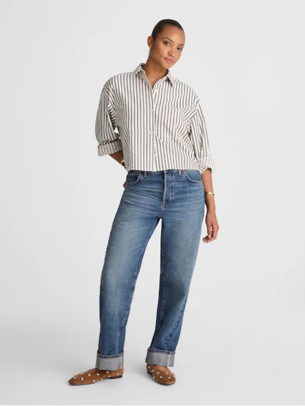 Madewell Curvy Pieced Barrel-Leg Jean in size 29
